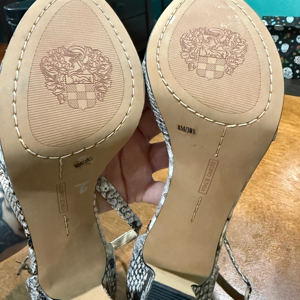 Vince Camuto Snakeskin Heels - Black and Cream - Picture 4 of 5